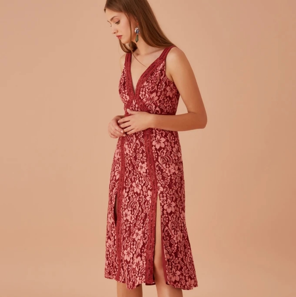 Keepsake The Label Holder Lace Midi Dress in Rose